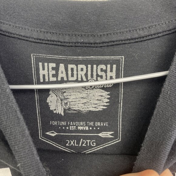 Y2K HEADRUSH T-shirt Men Sz XXL Black Goth Grunge Spell out Logo Est 2008 - Picture 7 of 13